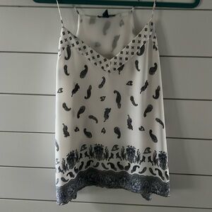 Fleur bleu white and blue paisley print cami   Size small. Like new